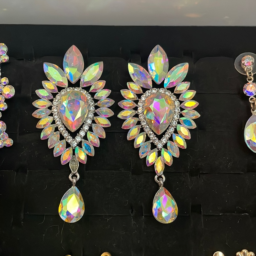 AB crystal evening gown earrings